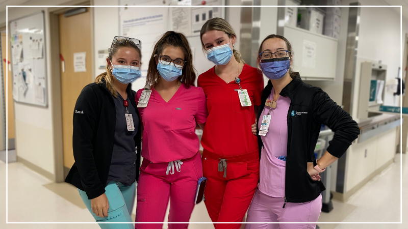 Group of nurses taking a selfie in a hospital unit